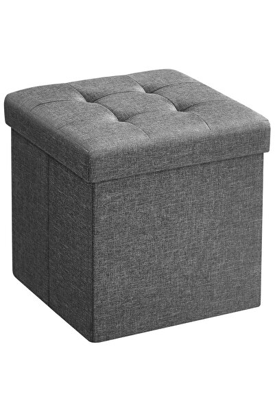 SONGMICS Taburet pliabil 30x30x30 cm, cu spatiu de depozitare, capac tapitat,...