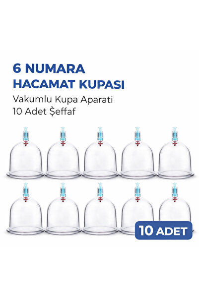 Genel Markalar 6 Numara Hacamat Kupası 10 Adet Vakumlu Kupa Bardak Dayanıklı ...