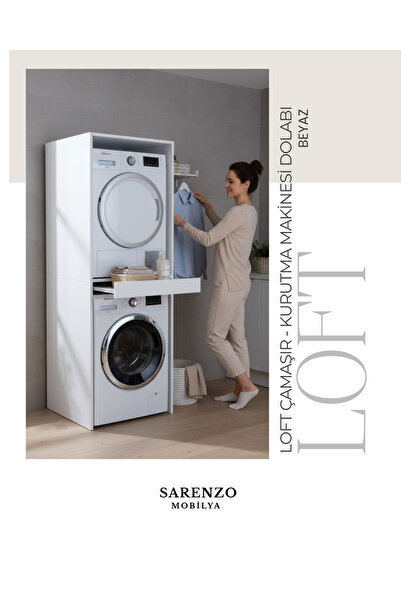 Sarenzo Loft Çamaşır Makinası Dolabı Kurutma Makinası Dolabı Banyo Dolabı (Be...