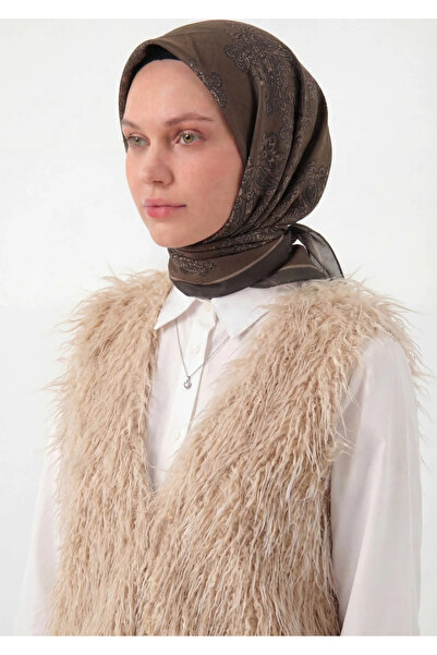 Silk Home Φουλάρι Βισκόζης Βελόρα Τεσσάρων Εποχών Μπαρόκ με Φλοράλ Σχέδιο Καφ...