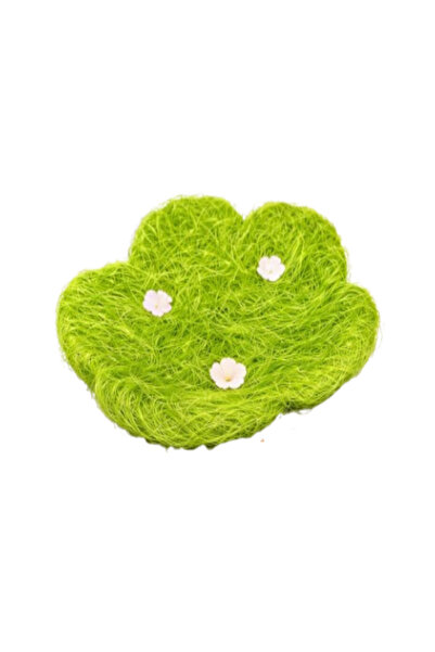 Bsr Easter basket, flower pattern, artificial grass, green, 25 cm