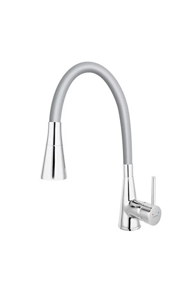 FERRO Baterie bucatarie cu pipa flexibila Zumba II gri-argintiu