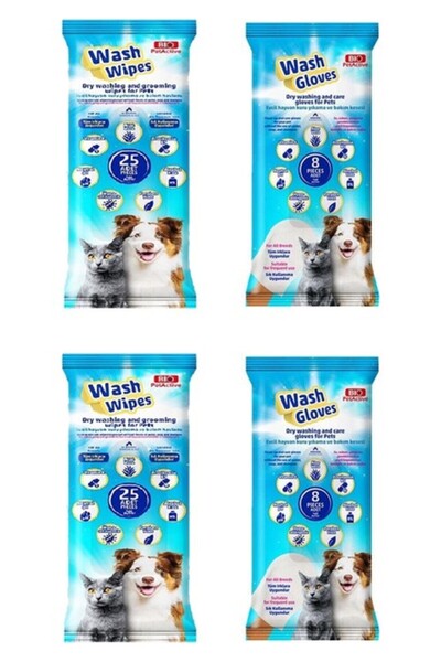 Bio PetActive Bio Pet Active Wash Gloves + Wash Wipes Karma 4 Lü Paket