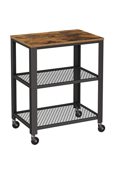 OEM Carucior de servire pe roti, cu polite, pentru bucatarie, 40x60x77cm, ind...