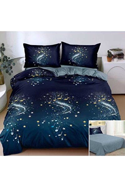 OEM Lenjerie de pat, 2 persoane, bumbac satinat, 4 piese, cu imprimeu, LSN4705