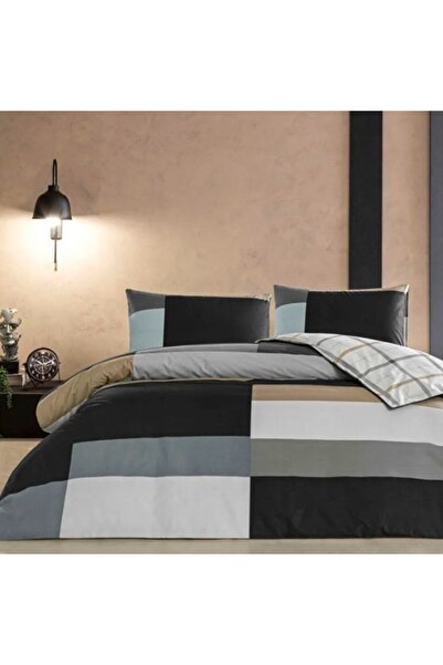 Taç Lenjerie de pat dublu bumbac 100% ranforce cu elastic, TAC, Nexie Antraci...