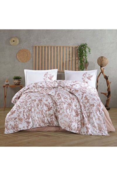 Pucioasa Double bed linen made of 100% cotton with flowers and leaves, Tole