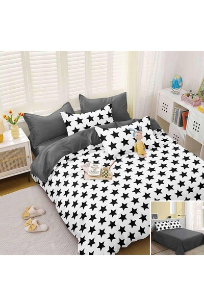 OEM Lenjerie de pat, 2 persoane, bumbac satinat, 4 piese, cu imprimeu, LSN4689