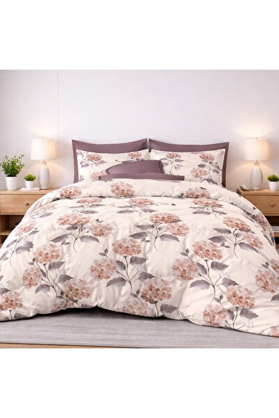 Pucioasa Lenjerie de pat cu elastic din finet, 6 piese, Hortensii