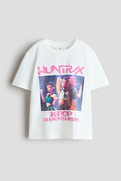 H&M Baskı Motifli ve Pamuklu Tişört