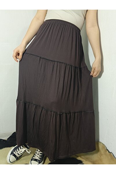 hoaryage Ελαστική μέση, 3 στρώσεις βολάν Μακριά φούστα Χτενισμένο χτενισμένο ...