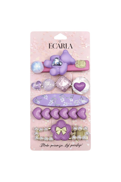ECARLA - 5-in-1 purple hair clip set