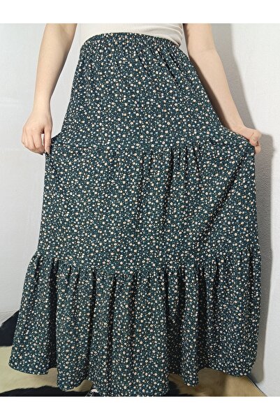 hoaryage Bürümcük Fabric Bohemian, Ethnic Printed Long Skirt, Elastic Waist, ...