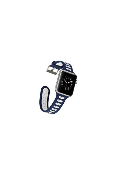 OEM Λουράκι για APPLE WATCH 38/40 MM BI - COLOR SILICONE BAND Μπλε/Άσπρο