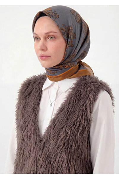 Silk Home Φουλάρι Βισκόζης Βελόρα Τεσσάρων Εποχών Μπαρόκ με Φλοράλ Σχέδιο Γκρ...