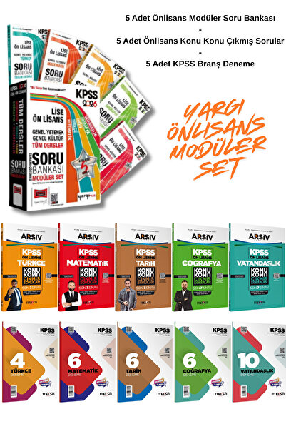 Yargı Yayınları 2026 KPSS GYGK Önlisans Modüler Soru Bankası Set, 5 Adet Konu...