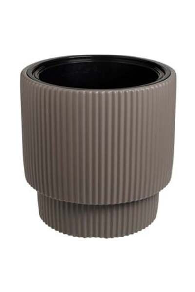 SHOPIENS Ghiveci de flori din plastic cu design în dungi Mocca Ø36 x 36.5 cm ...