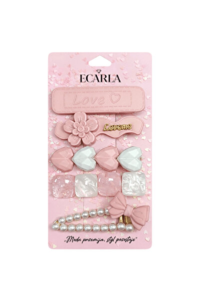 ECARLA - 5-in-1 pink hair clip set