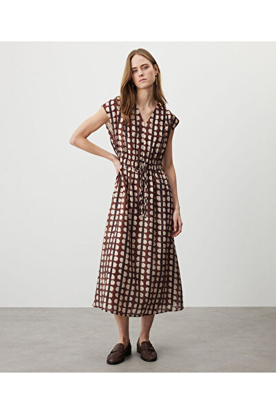 MISS IPEKYOL Desenli ayarlanabilir bel elbise