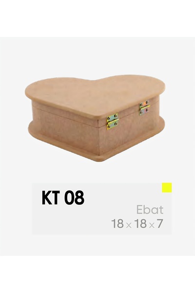 Eymen Hobi Orta Boy Kalp Şeklinde Ahşap Kutu Boyanabilir MDF Hediye & Takı Ku...