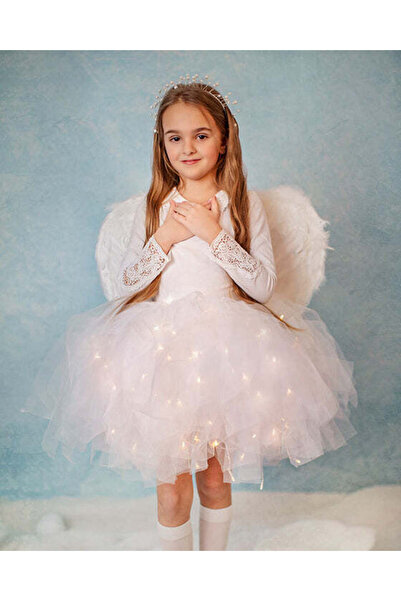 fustite cu luminite Μικρό Φόρεμα με Φώτα, Λευκός Άγγελος - 3-5 ετών (98-116 εκ.)