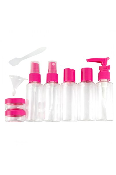ECARLA Set de recipiente și accesorii de călătorie 9 în 1, fucsia