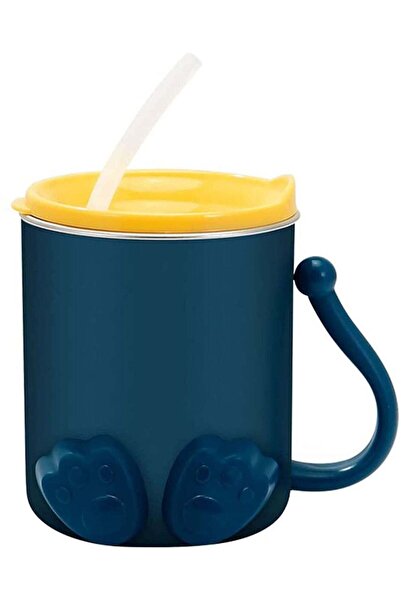 Arabest Stainless Steel Kids Water Cup 300ml with Straw, Handle and Lid, Stac...