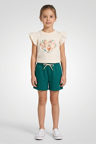 Disney Kids Girl 2 Pieces Flounce Sleeve Top And Bottom Set, Multicolor