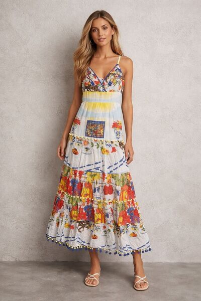 Generic Embroidered Sleeveless Maxi Dress