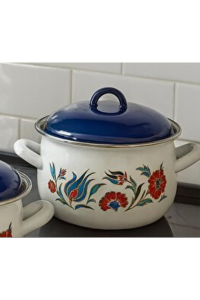 esdekor 20cm Enameled Deep Curved Pot Collection