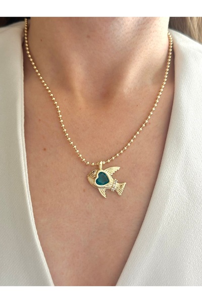 Charmist Steel Dorica Ball Chain Heart Detail Fish Pendant