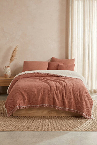 Destiva Home 4 Layer Muslin Double Bedspread 220X230 cm 100% Cotton Sofa Cove...