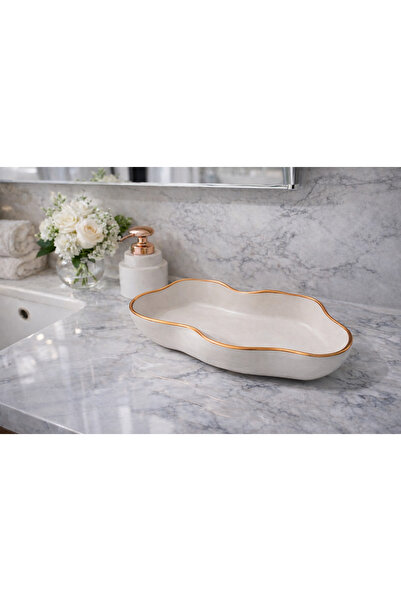Sabletscrafts Decorative Bathroom Organizer Tray 28 cm |   Wavy Form, Copper ...