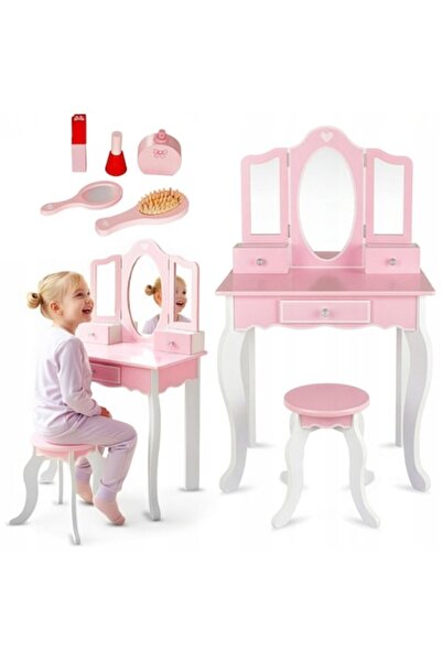 indiggo Masă mare de machiaj pentru fete cu scaun inclus, KinderVibe