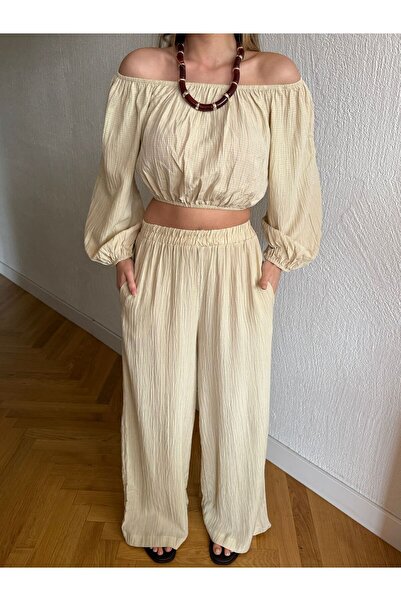 Die&More Casual Pants Blouse Seersucker Double Set