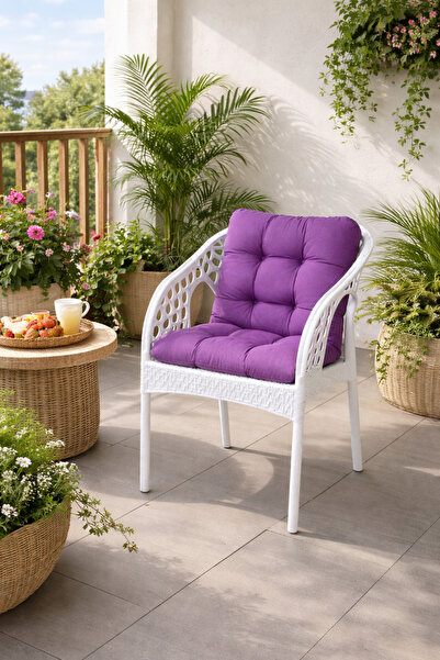 ZİYNET HOME Sırtlıklı Oturma Minderi 44x84 cm Bağcıklı Sandalye Minderi