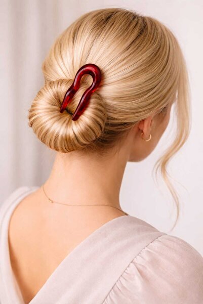 REBORN DESIGN Amber Color Leopard Patterned 13 cm Bone Bun Hairpin