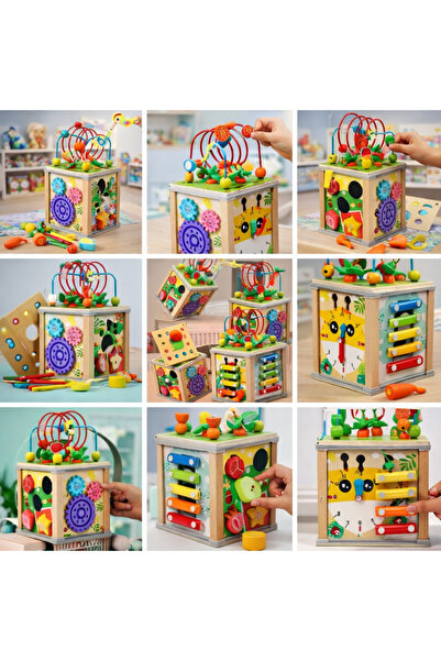 Montessori Multifunctional educational wooden cube – the perfect toy for your...