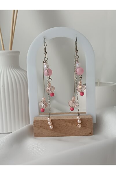 La fee aksesuar أقراط نسائية مصنوعة يدويًا من الخرز الطويل واللؤلؤ باللون الف...