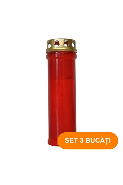 BISPOL SET 3 PIECES - 60-Hour Red Memorial Candle with Rain Cover (60LL)