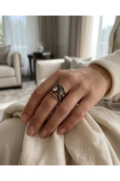 Dorvina Bronze Women's Antique Ring Jewelry Margazite Embroidered Irmak Model...