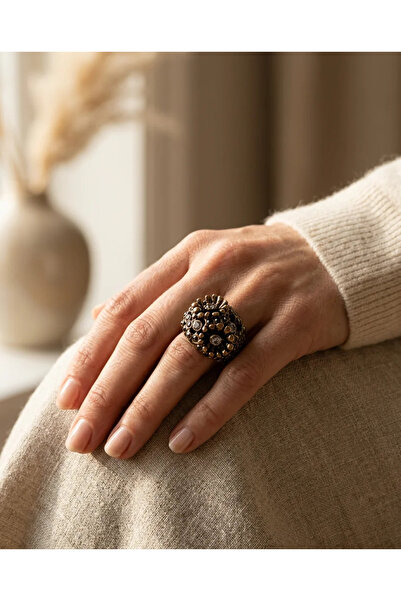 Dorvina Bronze Women's Ring Antique Jewelry Margazite Stone Inlaid Topaz Flow...