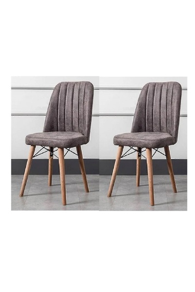 OEM Set 2 scaune tapitat Kare Gold, cadru metal, picioare lemn natur, stofa t...