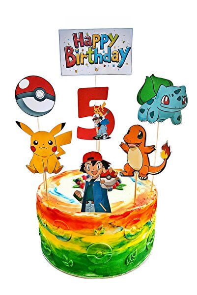 telaşe memuru Pokemon Pasta Süsü ve Pokemon 5 Yaş Doğum Günü Konsepti - Kalın...