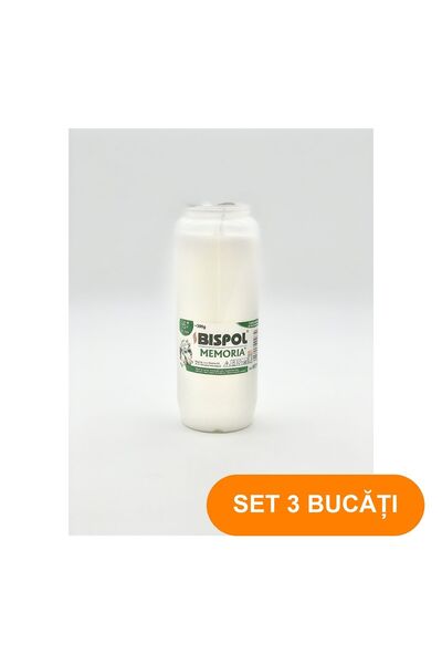 BISPOL SET 3 BUCĂȚI - Lumânare cu ulei WO11 Albă, Durată de ardere 6 zile, 400 g