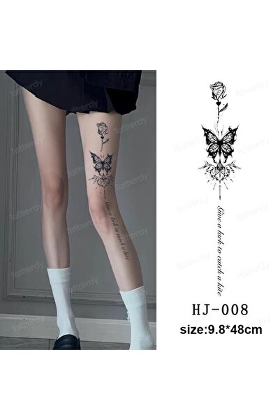 HelloBeautiful Tatto Su Geçirmez Geçici Dövme Sırt Bacak Kelebek Yazı Ürün Bo...