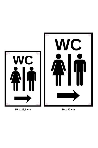 AYNED Print Men's Wc Aluminum Directional Sign Right Arrow - Toilet Warning Sign - 20X30 cm
