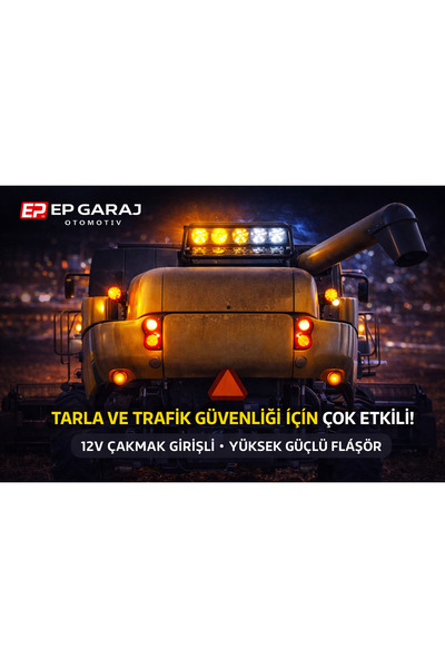 EP GARAJ OTOMOTİV Araç LED Çakar Lamba 12V Çakmak Girişli Sarı Beyaz Flaşör T...