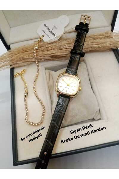 Brality Livia Model Black Color Croco Patterned Cord Special Design Vintage W...