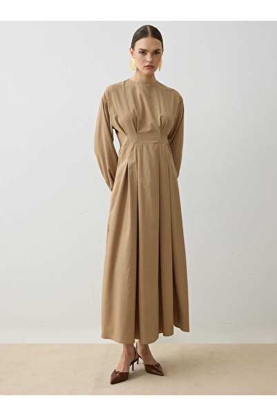 Refka Rochie Hijab cu mâneci bufante și detaliu la mânecă - Vizon -